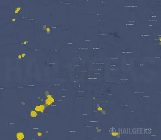 Hail map for San Antonio, TX