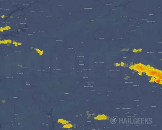 Hail map for Asheville, NC