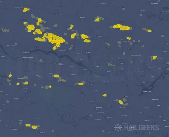 Hail map for Decatur, AL