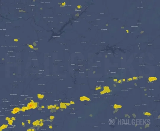 Hail map for Gadsden, AL