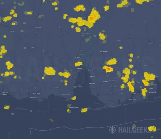 Hail map for Mobile, AL