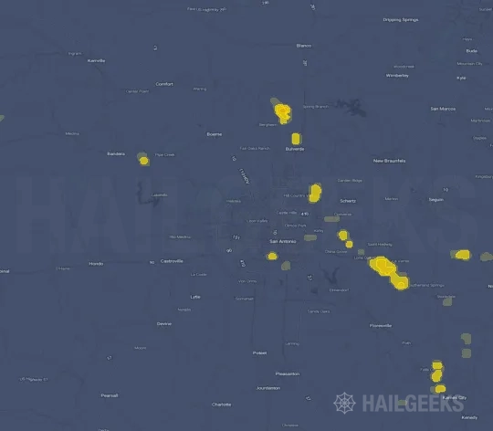 Hail map for San Antonio, TX