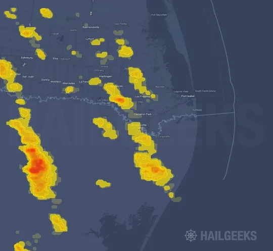 Hail map for Brownsville, TX