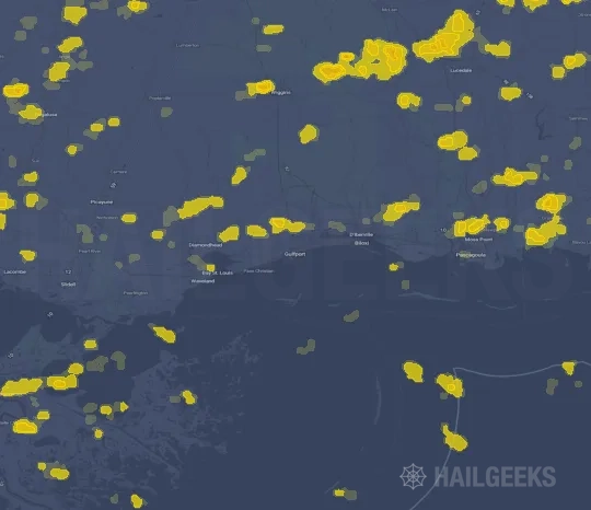 Hail map for Gulfport, MS