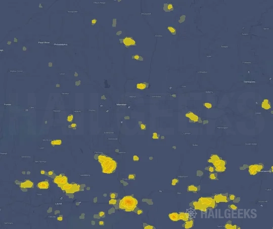 Hail map for Meridian, MS