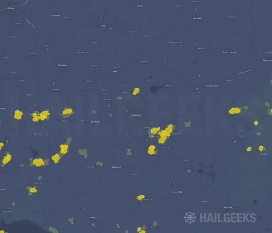 Hail map for Valdosta, GA