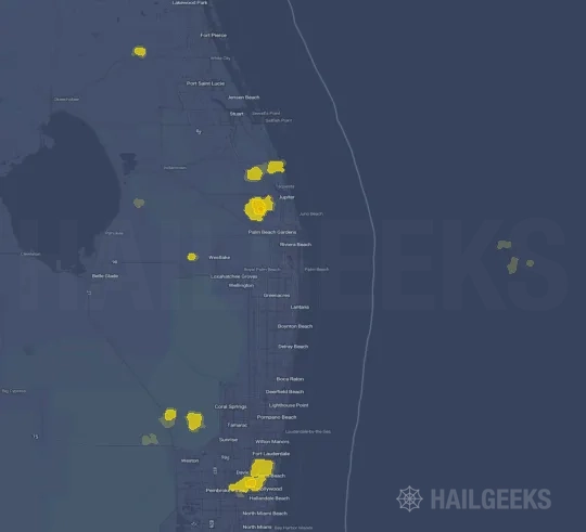 Hail map for West Palm Beach, FL