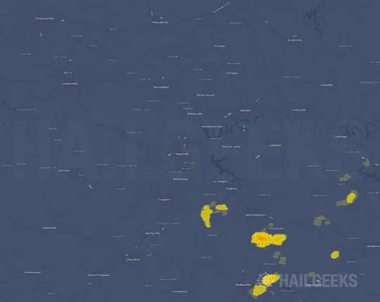 Hail map for Nashville, TN