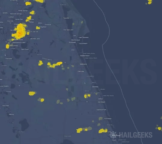 Hail map for Palm Bay, FL