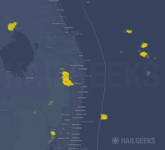 Hail map for West Palm Beach, FL