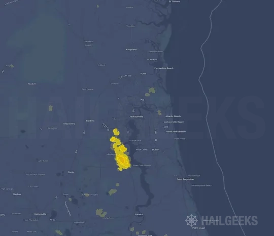 Hail map for Jacksonville, FL