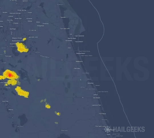 Hail map for Palm Bay, FL