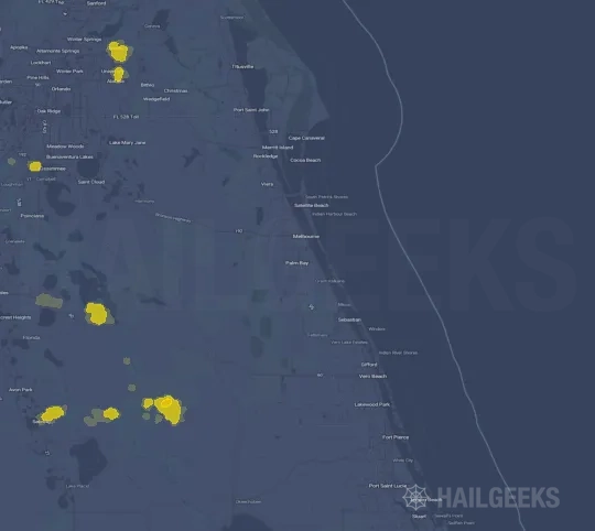 Hail map for Palm Bay, FL