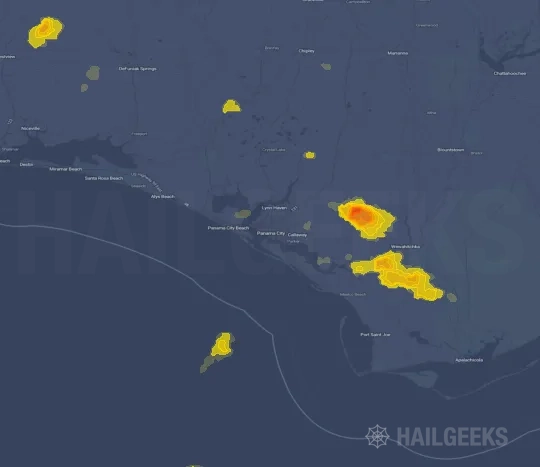 Hail map for Panama City, FL