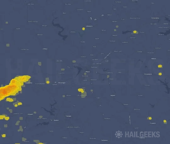 Hail map for Waco, TX
