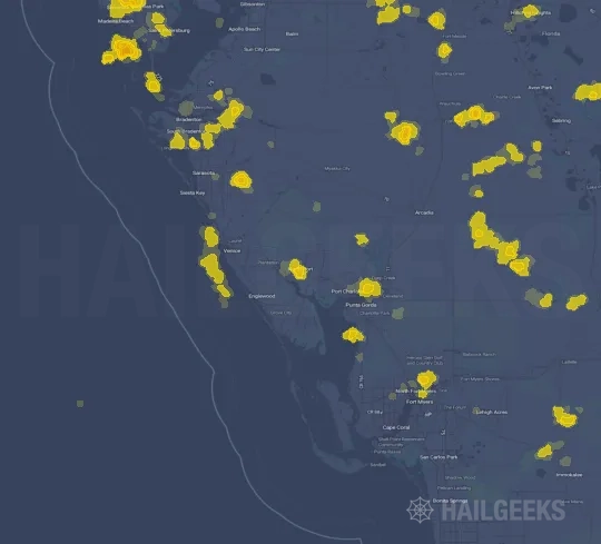 Hail map for North Port, FL