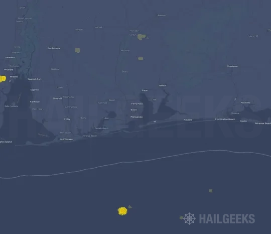 Hail map for Pensacola, FL