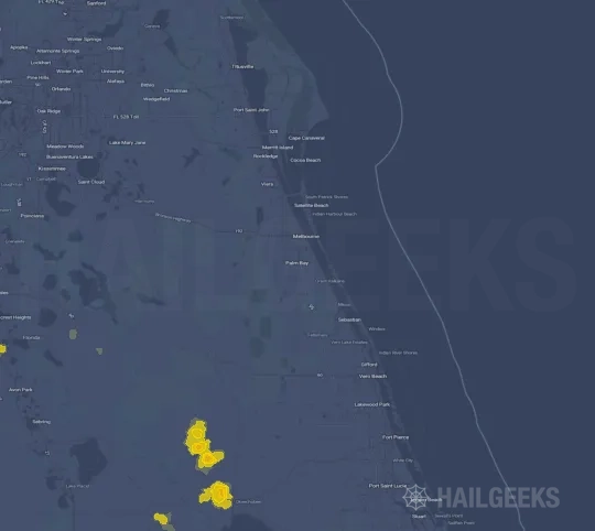 Hail map for Palm Bay, FL on May 25, 2023