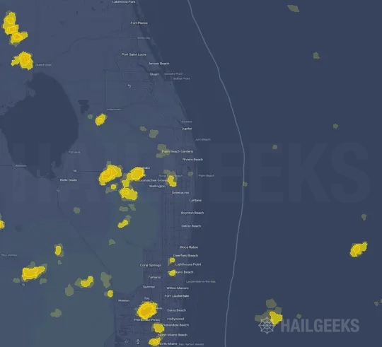 Hail map for West Palm Beach, FL