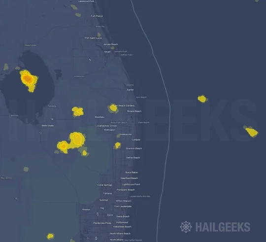 Hail map for West Palm Beach, FL