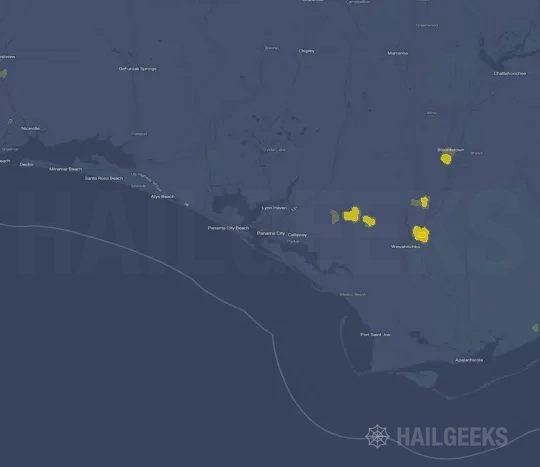Hail map for Panama City, FL
