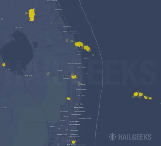 Hail map for West Palm Beach, FL