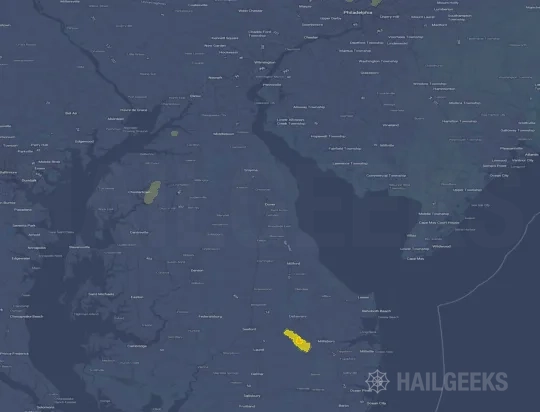 Hail map for Dover, DE