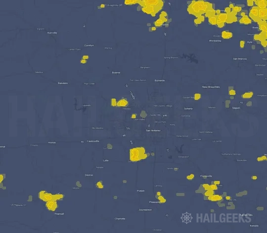 Hail map for San Antonio, TX