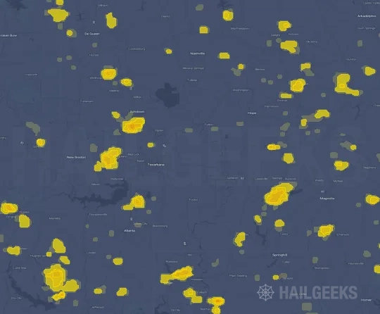 Hail map for Texarkana, AR