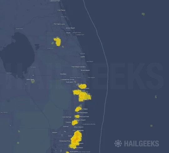 Hail map for West Palm Beach, FL