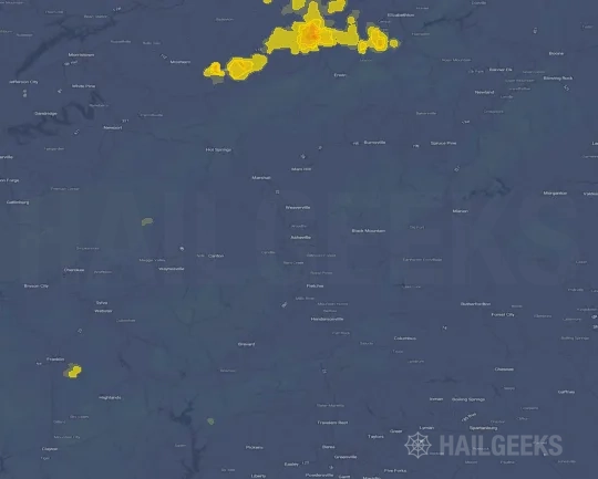 Hail map for Asheville, NC