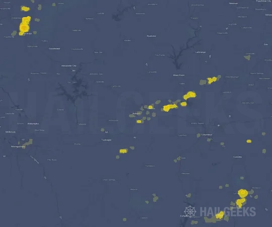 Hail map for Auburn, AL