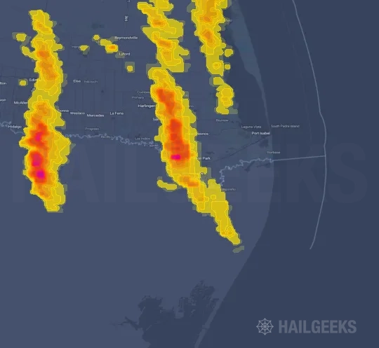 Hail map for Brownsville, TX