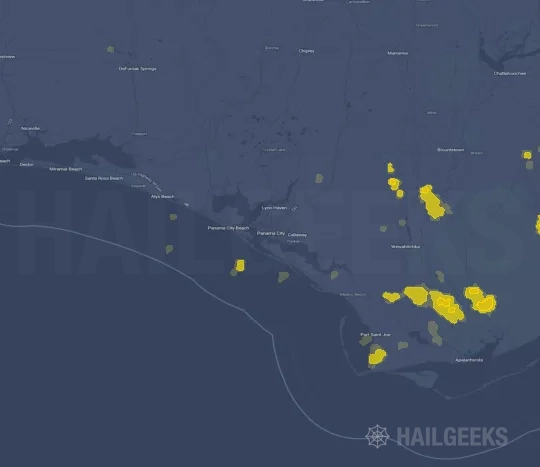 Hail map for Panama City, FL