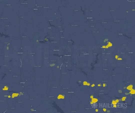 Hail map for Shreveport, LA