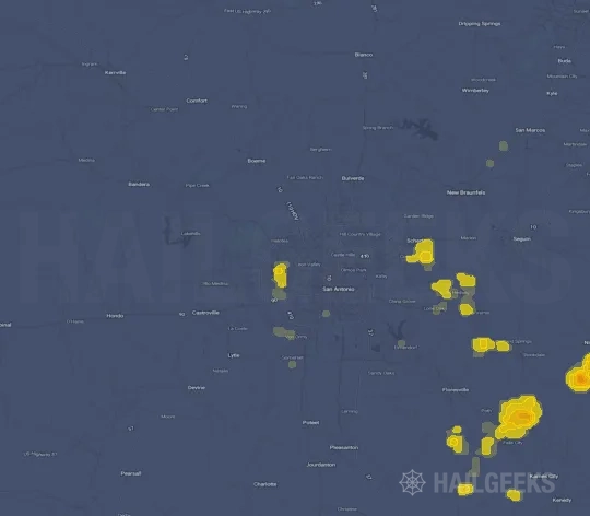 Hail map for San Antonio, TX
