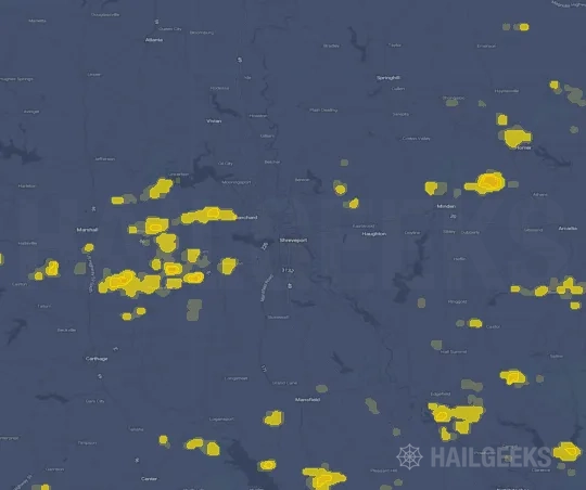 Hail map for Shreveport, LA