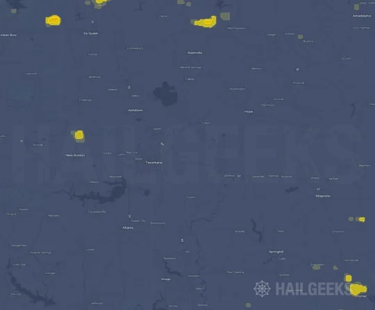 Hail map for Texarkana, AR on Jun 5, 2023