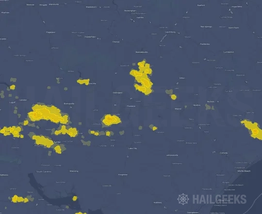 Hail map for Florence, SC