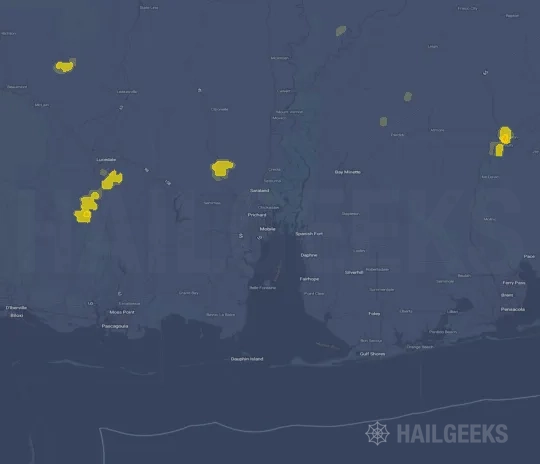 Hail map for Mobile, AL