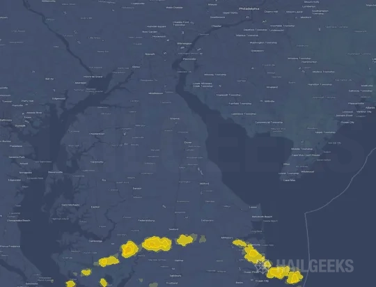 Hail map for Dover, DE