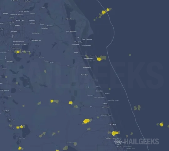 Hail map for Palm Bay, FL on Jun 8, 2023