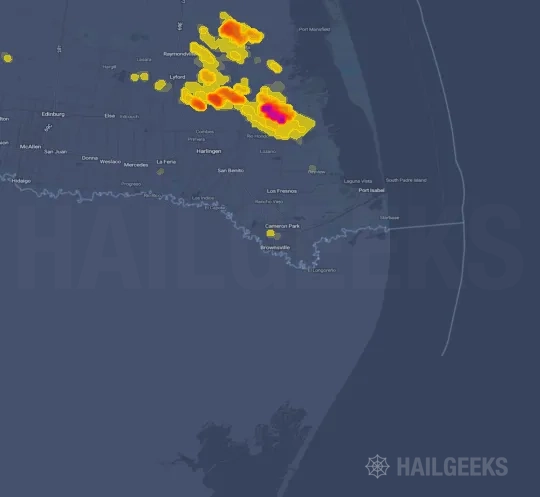 Hail map for Brownsville, TX