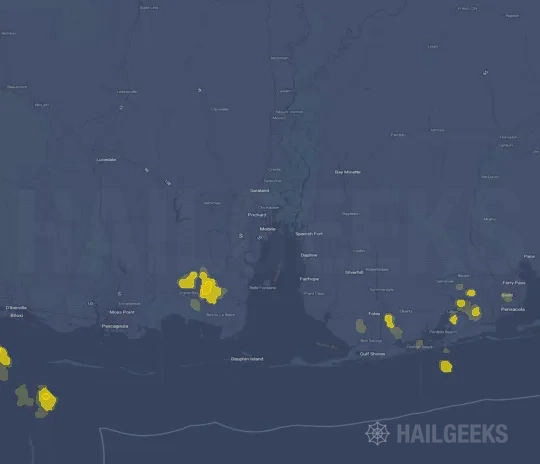 Hail map for Mobile, AL