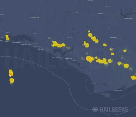 Hail map for Panama City, FL