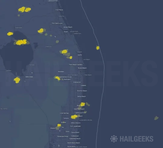 Hail map for West Palm Beach, FL