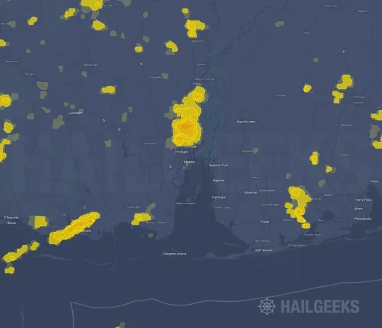 Hail map for Mobile, AL