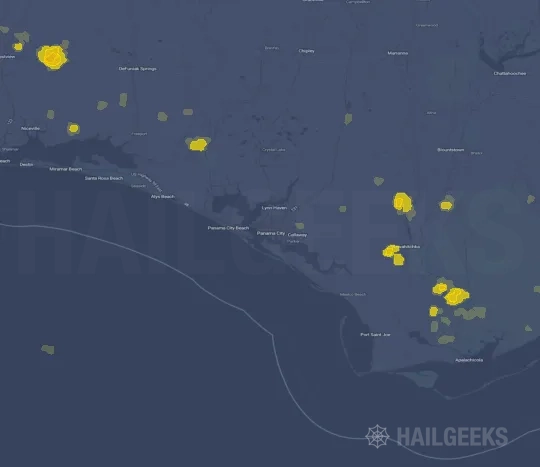 Hail map for Panama City, FL