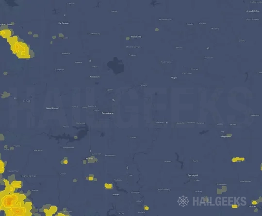 Hail map for Texarkana, AR