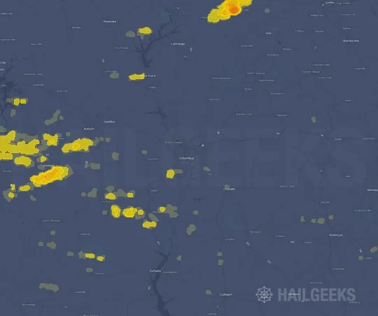 Hail map for Columbus, GA